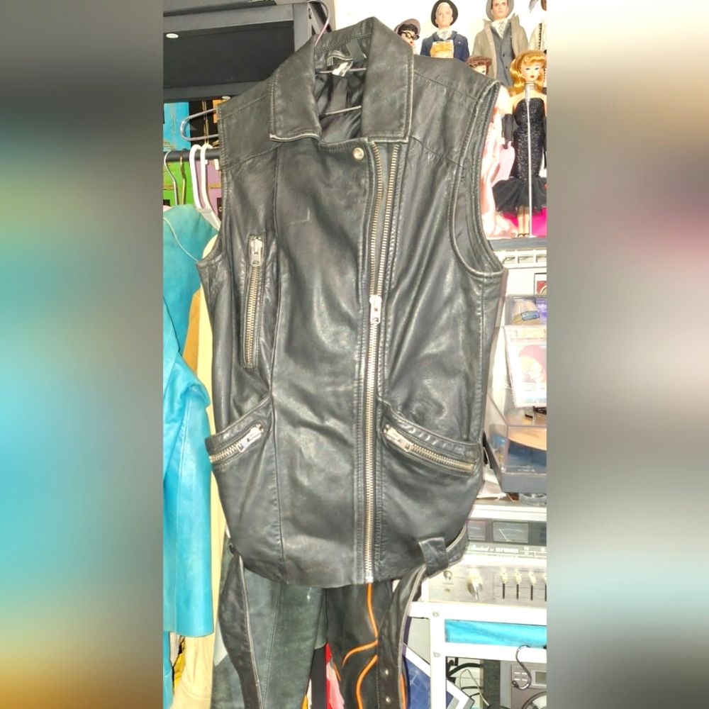 Topshop Leather Biker Vest